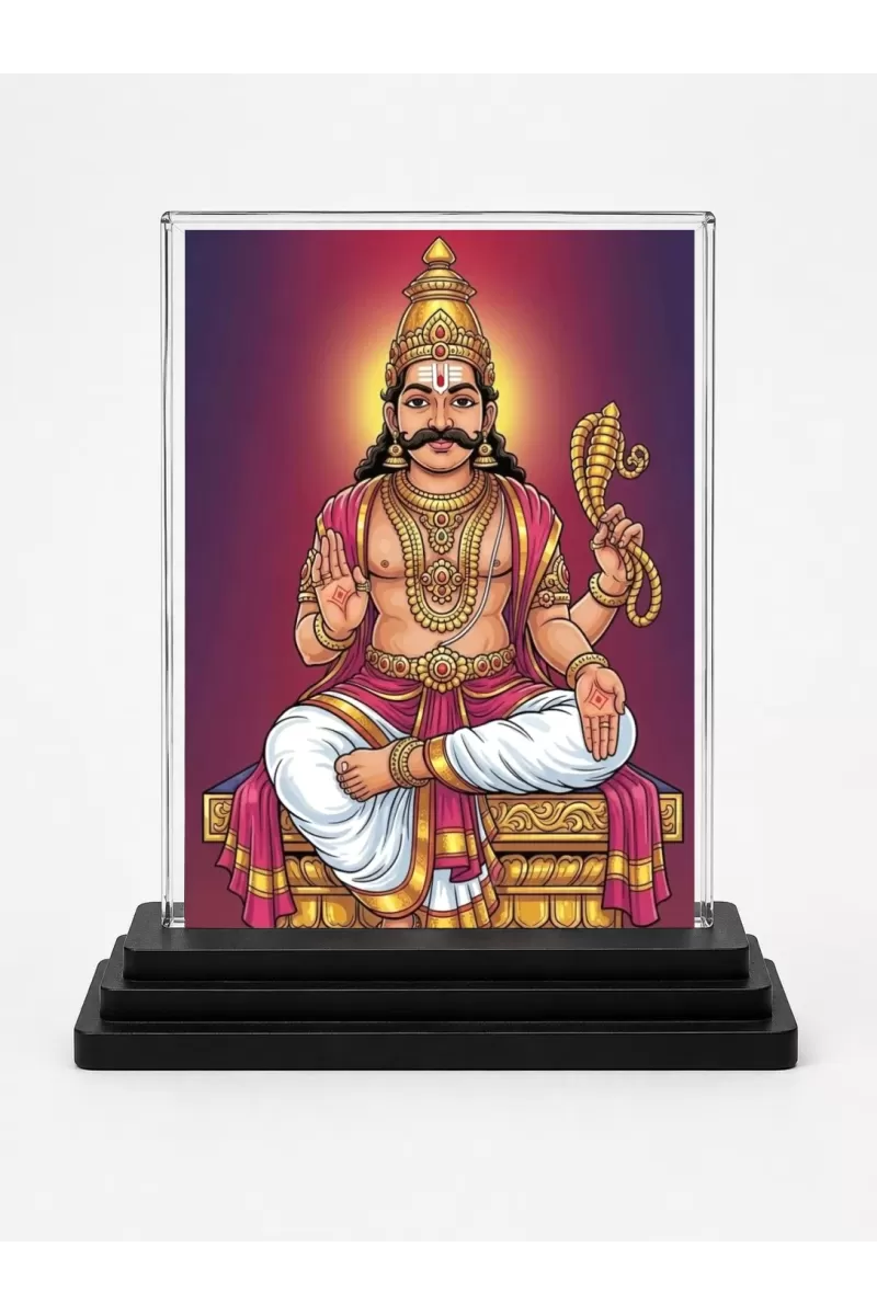 Lord Murugan Acrylic Car Dashboard Showpiece | Double-Sided Lord Murugan Photo Stand | 3 X 4 Inch Photo | Transparent Acrylic Frame With Black Base | Car Dashboard, Office & Table Decor (F71940)
