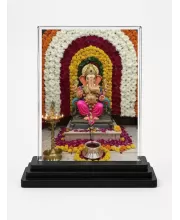 Ganesha Acrylic Car Dashboard Showpiece | Double-Sided Ganesha Photo Stand | 3 X 4 Inch Photo | Transparent Acrylic Frame With Black Base | Car Dashboard, Office & Table Decor (F71944)