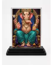 Ganesha Acrylic Car Dashboard Showpiece | Double-Sided Ganesha Photo Stand | 3 X 4 Inch Photo | Transparent Acrylic Frame With Black Base | Car Dashboard, Office & Table Decor (F71949)