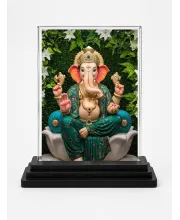 Ganesha Acrylic Car Dashboard Showpiece | Double-Sided Ganesha Photo Stand | 3 X 4 Inch Photo | Transparent Acrylic Frame With Black Base | Car Dashboard, Office & Table Decor (F71951)