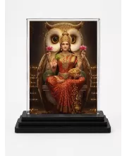 Lakshmi Acrylic Car Dashboard Showpiece | Double-Sided Lakshmi Photo Stand | 3 X 4 Inch Photo | Transparent Acrylic Frame With Black Base | Car Dashboard, Office & Table Decor (F71953)