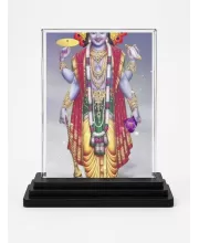 Vishnu Acrylic Car Dashboard Showpiece | Double-Sided Vishnu Photo Stand | 3 X 4 Inch Photo | Transparent Acrylic Frame With Black Base | Car Dashboard, Office & Table Decor (F71957)