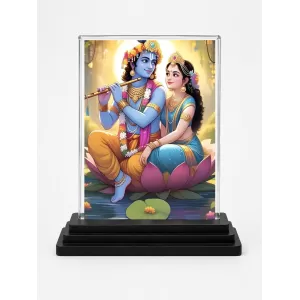 Krishna And Radha Acrylic Car Dashboard Showpiece | Double-Sided Krishna And Radha Photo Stand | 3 X 4 Inch Photo | Transparent Acrylic Frame With Black Base | Car Dashboard, Office & Table Decor (F71964) Krishna And Radha Acrylic Car Dashboard Showpiece | Double-Sided Krishna And Radha Photo Stand | 3 X 4 Inch Photo | Transparent Acrylic Frame With Black Base | Car Dashboard, Office & Table Decor (F71964)