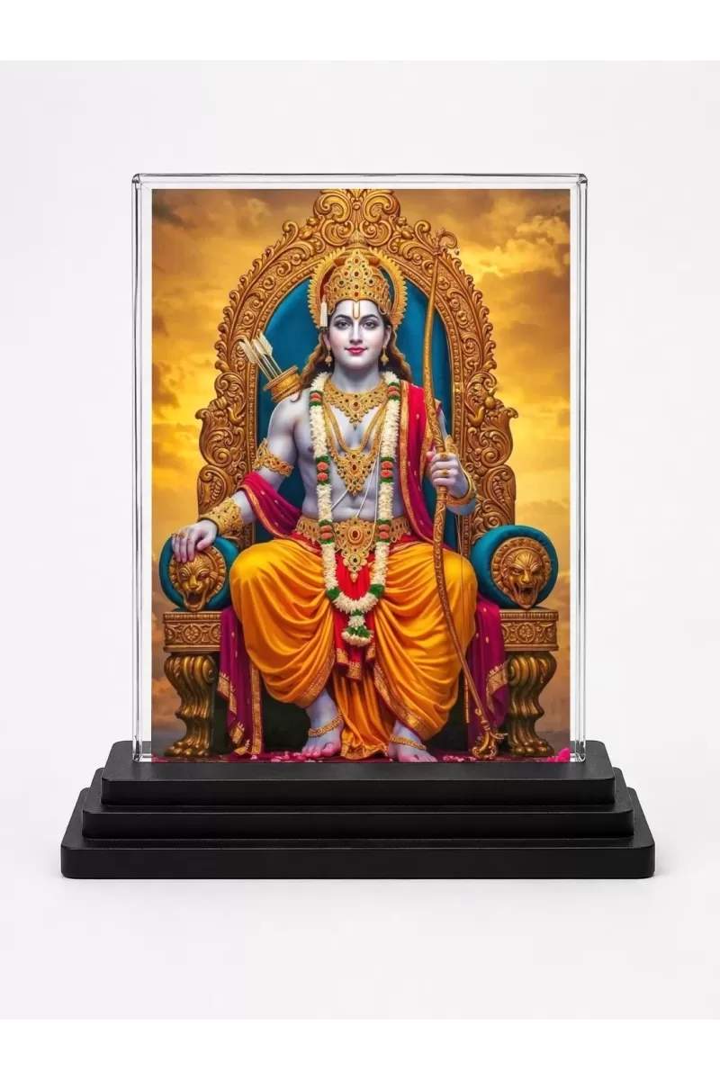 Rama Acrylic Car Dashboard Showpiece | Double-Sided Rama Photo Stand | 3 X 4 Inch Photo | Transparent Acrylic Frame With Black Base | Car Dashboard, Office & Table Decor (F71965)
