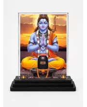 Shiva Acrylic Car Dashboard Showpiece | Double-Sided Shiva Photo Stand | 3 X 4 Inch Photo | Transparent Acrylic Frame With Black Base | Car Dashboard, Office & Table Decor (F71966)