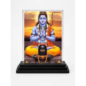 Shiva Acrylic Car Dashboard Showpiece | Double-Sided Shiva Photo Stand | 3 X 4 Inch Photo | Transparent Acrylic Frame With Black Base | Car Dashboard, Office & Table Decor (F71966)