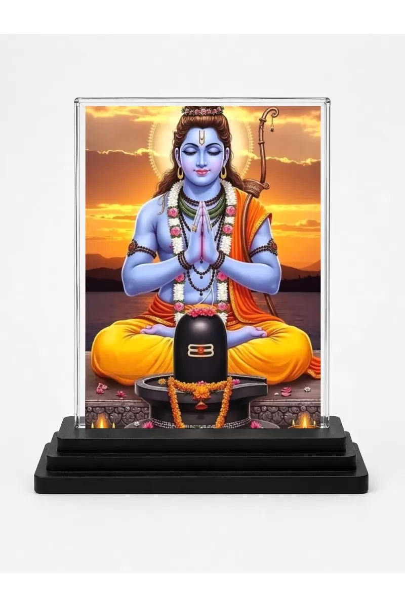 Shiva Acrylic Car Dashboard Showpiece | Double-Sided Shiva Photo Stand | 3 X 4 Inch Photo | Transparent Acrylic Frame With Black Base | Car Dashboard, Office & Table Decor (F71966)