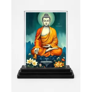 Buddha Acrylic Car Dashboard Showpiece | Double-Sided Buddha Photo Stand | 3 X 4 Inch Photo | Transparent Acrylic Frame With Black Base | Car Dashboard, Office & Table Decor (F71967) Buddha Acrylic Car Dashboard Showpiece | Double-Sided Buddha Photo Stand | 3 X 4 Inch Photo | Transparent Acrylic Frame With Black Base | Car Dashboard, Office & Table Decor (F71967)