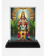 Murugan Acrylic Car Dashboard Showpiece | Double-Sided Murugan Photo Stand | 3 X 4 Inch Photo | Transparent Acrylic Frame With Black Base | Car Dashboard, Office & Table Decor (F71969)