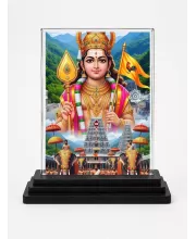 Murugan Acrylic Car Dashboard Showpiece | Double-Sided Murugan Photo Stand | 3 X 4 Inch Photo | Transparent Acrylic Frame With Black Base | Car Dashboard, Office & Table Decor (F71970)