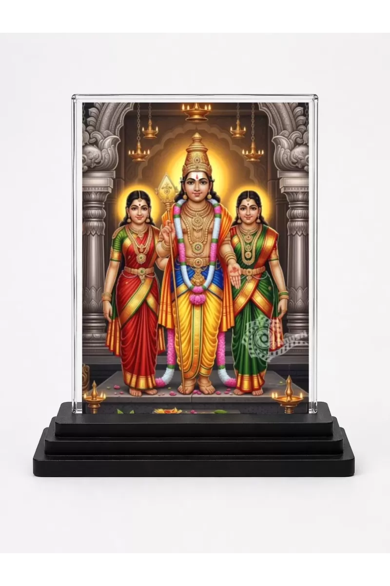 Vishnu Acrylic Car Dashboard Showpiece | Double-Sided Vishnu Photo Stand | 3 X 4 Inch Photo | Transparent Acrylic Frame With Black Base | Car Dashboard, Office & Table Decor (F71971)