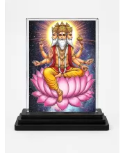 Brahma Acrylic Car Dashboard Showpiece | Double-Sided Brahma Photo Stand | 3 X 4 Inch Photo | Transparent Acrylic Frame With Black Base | Car Dashboard, Office & Table Decor (F71973)