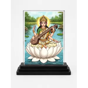 Saraswati Acrylic Car Dashboard Showpiece | Double-Sided Saraswati Photo Stand | 3 X 4 Inch Photo | Transparent Acrylic Frame With Black Base | Car Dashboard, Office & Table Decor (F71974) Saraswati Acrylic Car Dashboard Showpiece | Double-Sided Saraswati Photo Stand | 3 X 4 Inch Photo | Transparent Acrylic Frame With Black Base | Car Dashboard, Office & Table Decor (F71974)