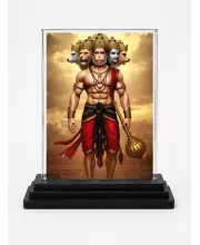 Hanuman Acrylic Car Dashboard Showpiece | Double-Sided Hanuman Photo Stand | 3 X 4 Inch Photo | Transparent Acrylic Frame With Black Base | Car Dashboard, Office & Table Decor (F71976)