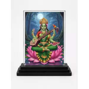 Saraswati Acrylic Car Dashboard Showpiece | Double-Sided Saraswati Photo Stand | 3 X 4 Inch Photo | Transparent Acrylic Frame With Black Base | Car Dashboard, Office & Table Decor (F71977) Saraswati Acrylic Car Dashboard Showpiece | Double-Sided Saraswati Photo Stand | 3 X 4 Inch Photo | Transparent Acrylic Frame With Black Base | Car Dashboard, Office & Table Decor (F71977)