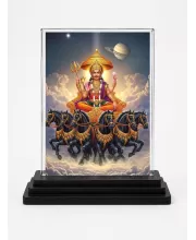 Surya Acrylic Car Dashboard Showpiece | Double-Sided Surya Photo Stand | 3 X 4 Inch Photo | Transparent Acrylic Frame With Black Base | Car Dashboard, Office & Table Decor (F71979)