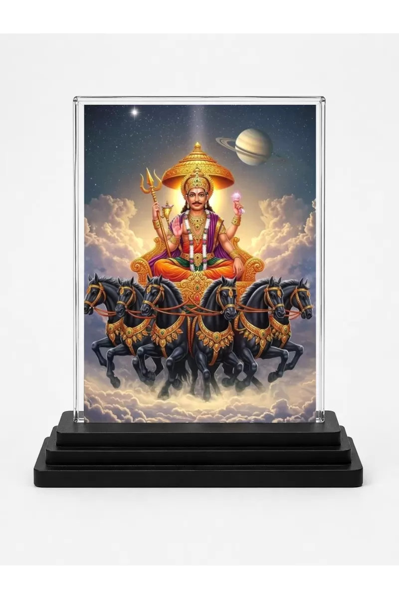 Surya Acrylic Car Dashboard Showpiece | Double-Sided Surya Photo Stand | 3 X 4 Inch Photo | Transparent Acrylic Frame With Black Base | Car Dashboard, Office & Table Decor (F71979)
