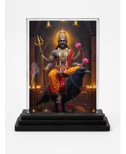 Shiva Acrylic Car Dashboard Showpiece | Double-Sided Shiva Photo Stand | 3 X 4 Inch Photo | Transparent Acrylic Frame With Black Base | Car Dashboard, Office & Table Decor (F71980)