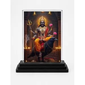 Shiva Acrylic Car Dashboard Showpiece | Double-Sided Shiva Photo Stand | 3 X 4 Inch Photo | Transparent Acrylic Frame With Black Base | Car Dashboard, Office & Table Decor (F71980)
