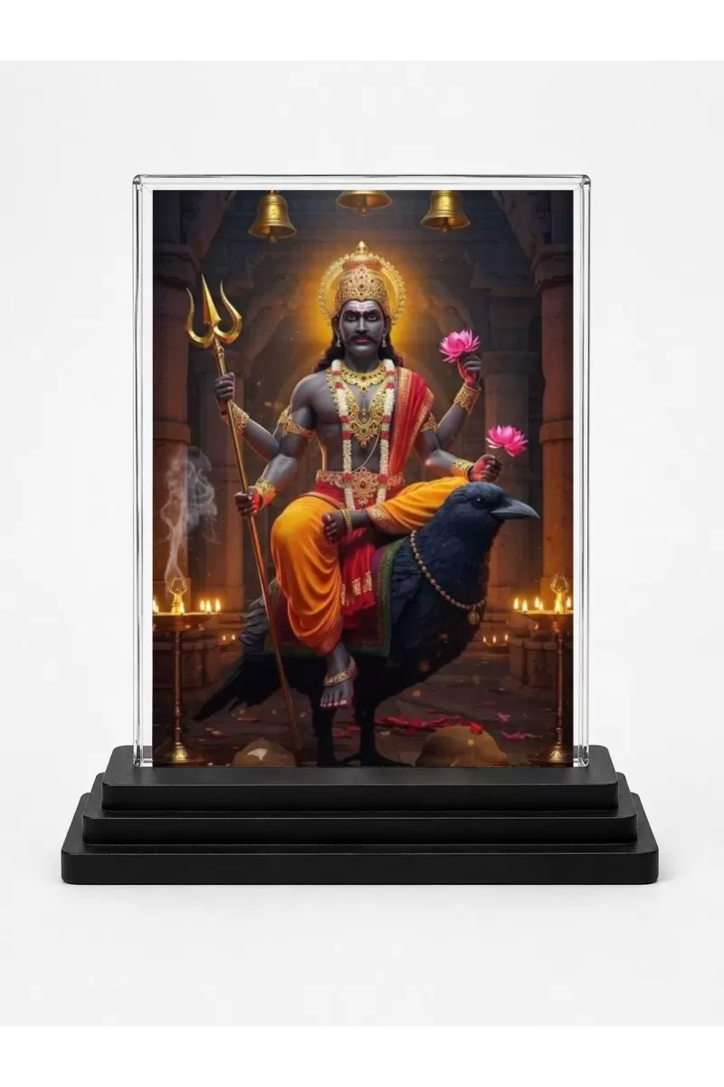 Shiva Acrylic Car Dashboard Showpiece | Double-Sided Shiva Photo Stand | 3 X 4 Inch Photo | Transparent Acrylic Frame With Black Base | Car Dashboard, Office & Table Decor (F71980)
