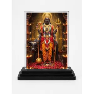 Shiva Acrylic Car Dashboard Showpiece | Double-Sided Shiva Photo Stand | 3 X 4 Inch Photo | Transparent Acrylic Frame With Black Base | Car Dashboard, Office & Table Decor (F71981)