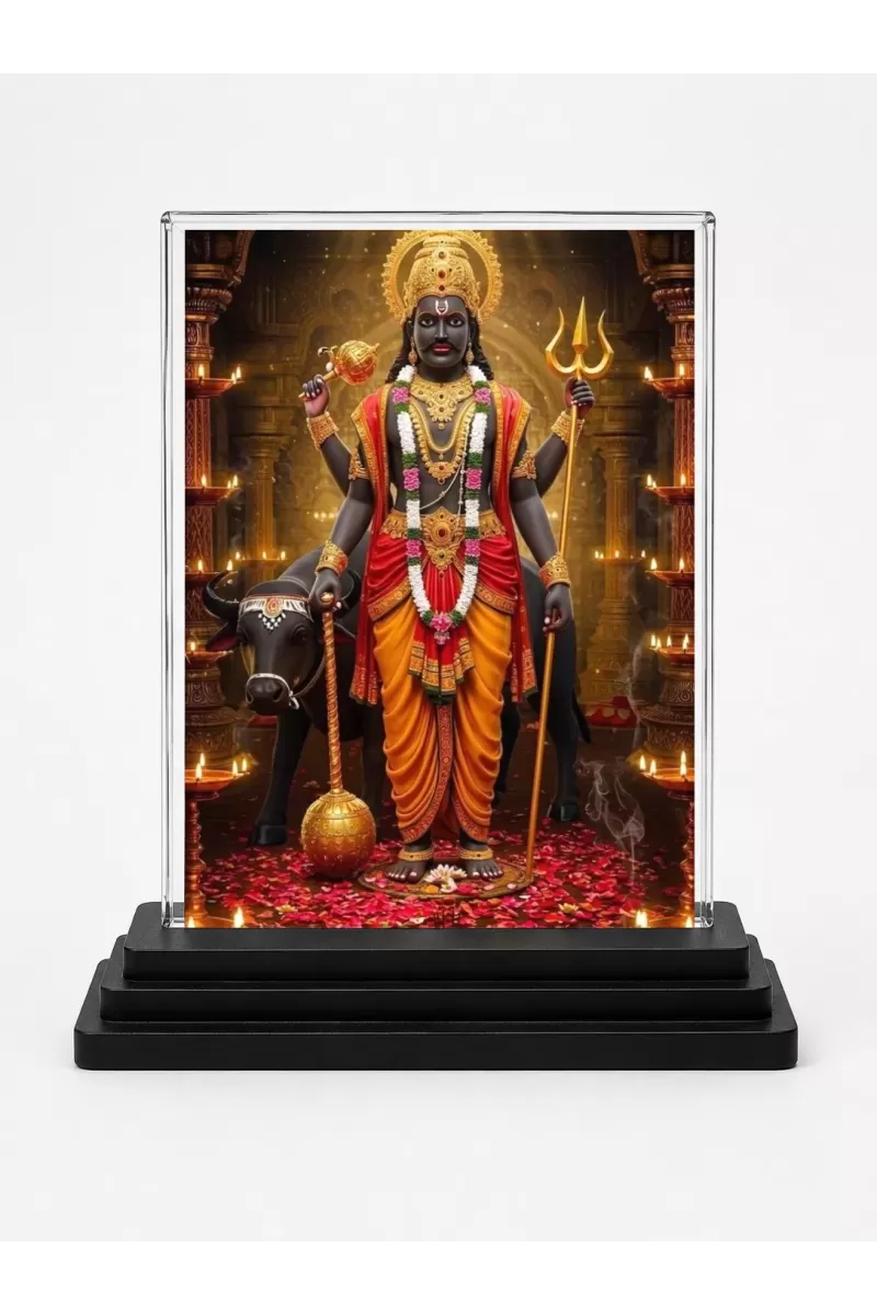 Shiva Acrylic Car Dashboard Showpiece | Double-Sided Shiva Photo Stand | 3 X 4 Inch Photo | Transparent Acrylic Frame With Black Base | Car Dashboard, Office & Table Decor (F71981)