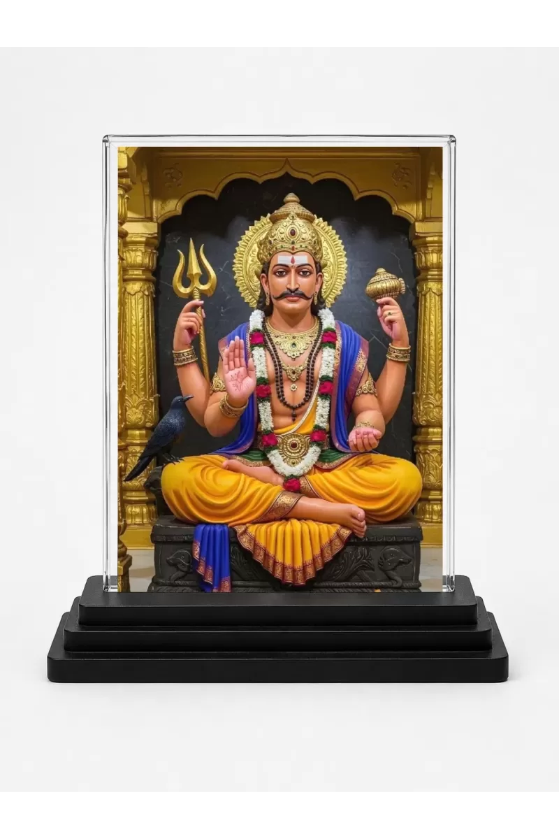 Shiva Acrylic Car Dashboard Showpiece | Double-Sided Shiva Photo Stand | 3 X 4 Inch Photo | Transparent Acrylic Frame With Black Base | Car Dashboard, Office & Table Decor (F71982)
