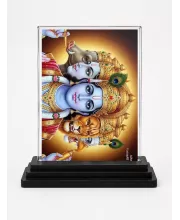 Lord Vishnu Acrylic Car Dashboard Showpiece | Double-Sided Lord Vishnu Photo Stand | 3 X 4 Inch Photo | Transparent Acrylic Frame With Black Base | Car Dashboard, Office & Table Decor (F71985)