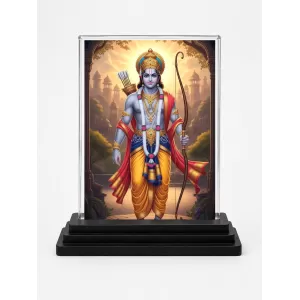 Ram Acrylic Car Dashboard Showpiece | Double-Sided Ram Photo Stand | 3 X 4 Inch Photo | Transparent Acrylic Frame With Black Base | Car Dashboard, Office & Table Decor (F71986)
