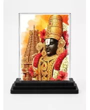 Venkateswara Acrylic Car Dashboard Showpiece | Double-Sided Venkateswara Photo Stand | 3 X 4 Inch Photo | Transparent Acrylic Frame With Black Base | Car Dashboard, Office & Table Decor (F71988)