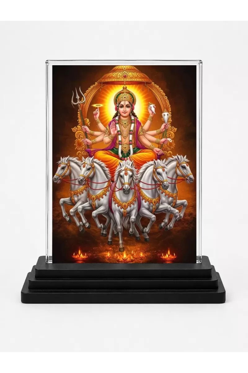 Surya Acrylic Car Dashboard Showpiece | Double-Sided Surya Photo Stand | 3 X 4 Inch Photo | Transparent Acrylic Frame With Black Base | Car Dashboard, Office & Table Decor (F71990)