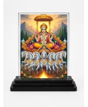 Surya Acrylic Car Dashboard Showpiece | Double-Sided Surya Photo Stand | 3 X 4 Inch Photo | Transparent Acrylic Frame With Black Base | Car Dashboard, Office & Table Decor (F72002)