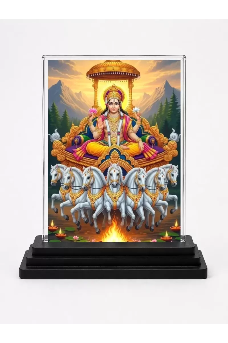 Surya Acrylic Car Dashboard Showpiece | Double-Sided Surya Photo Stand | 3 X 4 Inch Photo | Transparent Acrylic Frame With Black Base | Car Dashboard, Office & Table Decor (F72002)