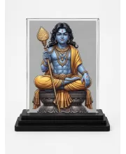 Lord Shiva Acrylic Car Dashboard Showpiece | Double-Sided Lord Shiva Photo Stand | 3 X 4 Inch Photo | Transparent Acrylic Frame With Black Base | Car Dashboard, Office & Table Decor (F72006)