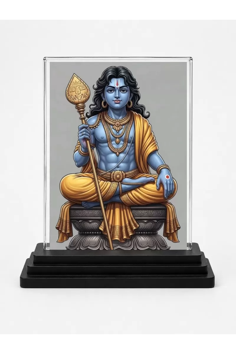 Lord Shiva Acrylic Car Dashboard Showpiece | Double-Sided Lord Shiva Photo Stand | 3 X 4 Inch Photo | Transparent Acrylic Frame With Black Base | Car Dashboard, Office & Table Decor (F72006)
