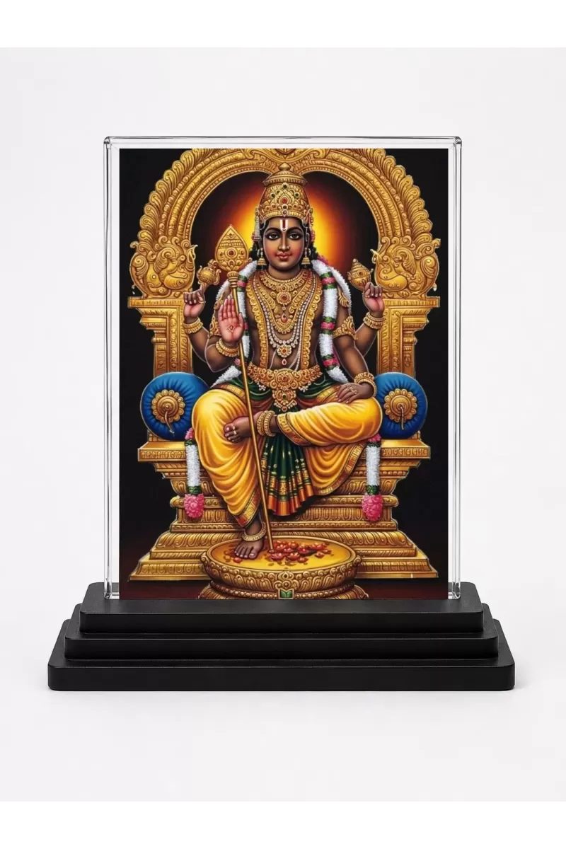 Ayodhya Pati Lord Rama Acrylic Car Dashboard Showpiece | Double-Sided Ayodhya Pati Lord Rama Photo Stand | 3 X 4 Inch Photo | Transparent Acrylic Frame With Black Base | Car Dashboard, Office & Table Decor (F72007)