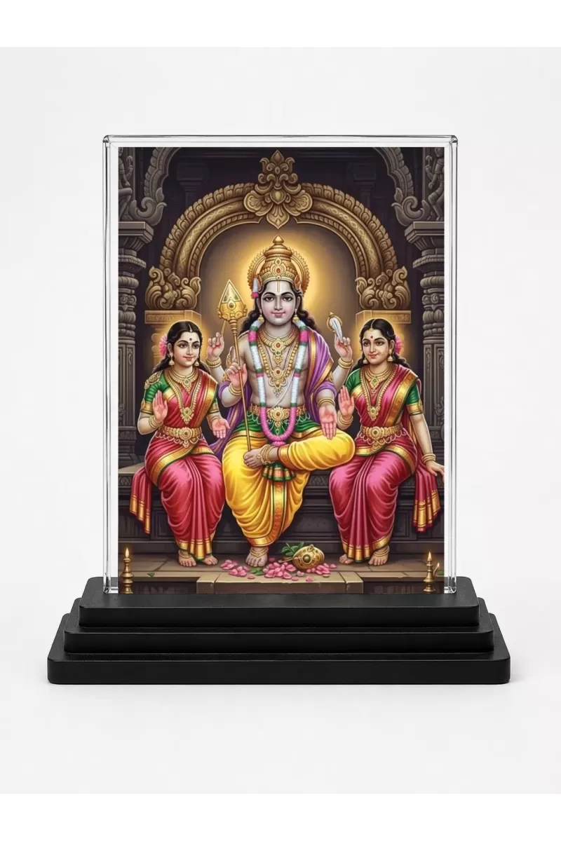 Vishnu Acrylic Car Dashboard Showpiece | Double-Sided Vishnu Photo Stand | 3 X 4 Inch Photo | Transparent Acrylic Frame With Black Base | Car Dashboard, Office & Table Decor (F72008)