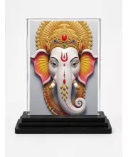Ganesha Acrylic Car Dashboard Showpiece | Double-Sided Ganesha Photo Stand | 3 X 4 Inch Photo | Transparent Acrylic Frame With Black Base | Car Dashboard, Office & Table Decor (F72013)