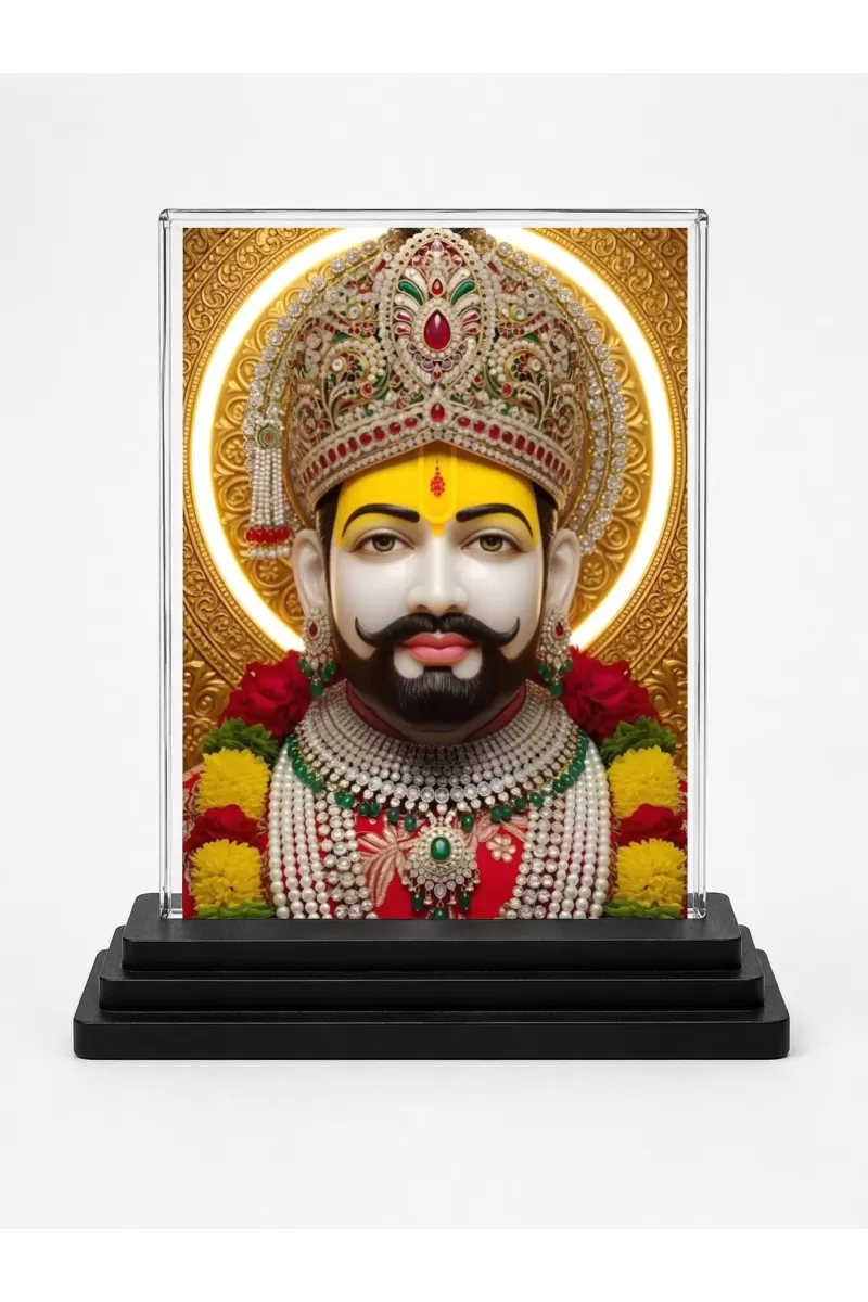 Hanuman Acrylic Car Dashboard Showpiece | Double-Sided Hanuman Photo Stand | 3 X 4 Inch Photo | Transparent Acrylic Frame With Black Base | Car Dashboard, Office & Table Decor (F72015)