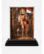 Maharaja Surajpal Singh Acrylic Car Dashboard Showpiece | Double-Sided Maharaja Surajpal Singh Photo Stand | 3 X 4 Inch Photo | Transparent Acrylic Frame With Black Base | Car Dashboard, Office & Table Decor (F72016)