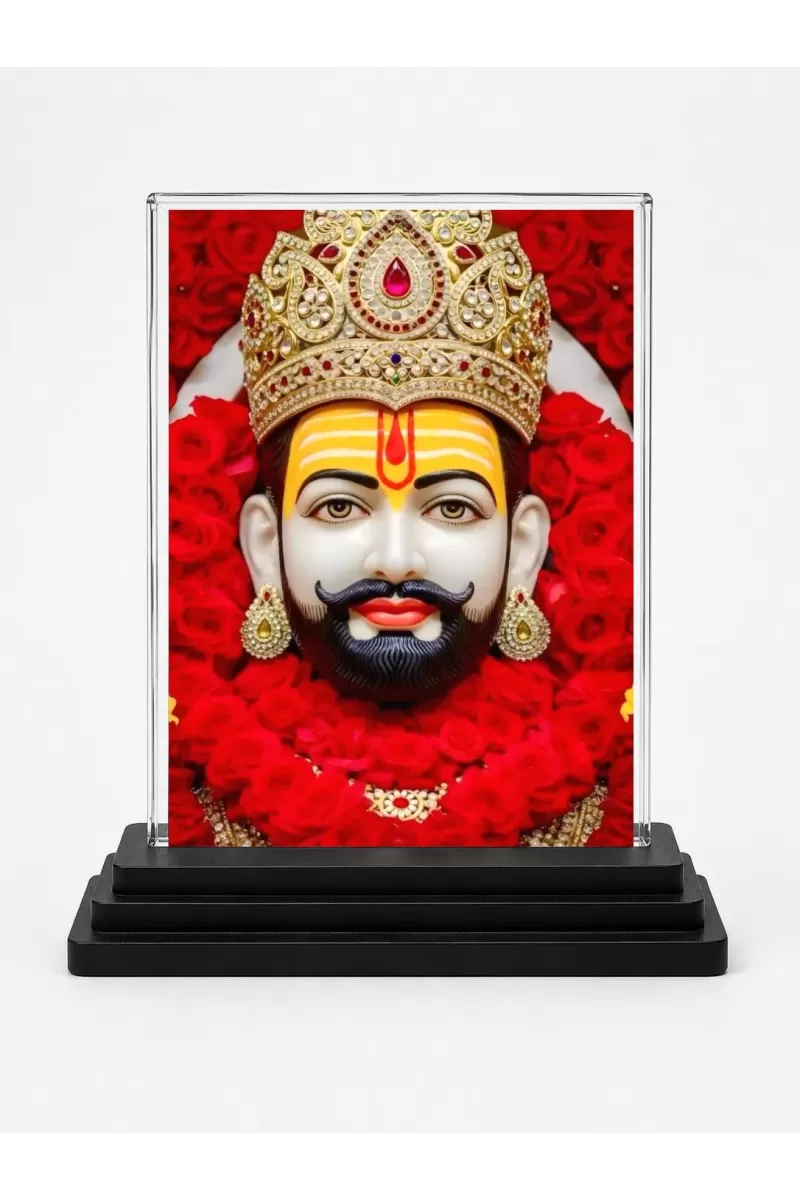 Hanuman Acrylic Car Dashboard Showpiece | Double-Sided Hanuman Photo Stand | 3 X 4 Inch Photo | Transparent Acrylic Frame With Black Base | Car Dashboard, Office & Table Decor (F72017)