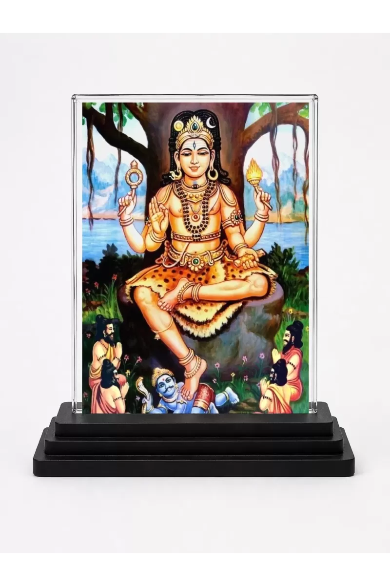 Murugan Acrylic Car Dashboard Showpiece | Double-Sided Murugan Photo Stand | 3 X 4 Inch Photo | Transparent Acrylic Frame With Black Base | Car Dashboard, Office & Table Decor (F72022)