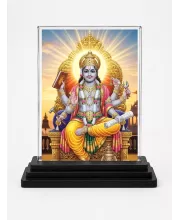 Vishnu Acrylic Car Dashboard Showpiece | Double-Sided Vishnu Photo Stand | 3 X 4 Inch Photo | Transparent Acrylic Frame With Black Base | Car Dashboard, Office & Table Decor (F72026)