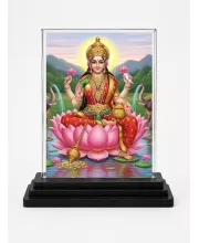 Lakshmi Acrylic Car Dashboard Showpiece | Double-Sided Lakshmi Photo Stand | 3 X 4 Inch Photo | Transparent Acrylic Frame With Black Base | Car Dashboard, Office & Table Decor (F72027)