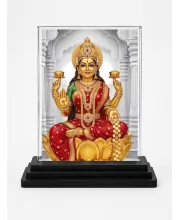 Lakshmi Acrylic Car Dashboard Showpiece | Double-Sided Lakshmi Photo Stand | 3 X 4 Inch Photo | Transparent Acrylic Frame With Black Base | Car Dashboard, Office & Table Decor (F72028)