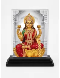 Lakshmi Acrylic Car Dashboard Showpiece | Double-Sided Lakshmi Photo Stand | 3 X 4 Inch Photo | Transparent Acrylic Frame With Black Base | Car Dashboard, Office & Table Decor (F72028)