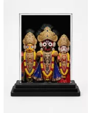 Jagannatha Acrylic Car Dashboard Showpiece | Double-Sided Jagannatha Photo Stand | 3 X 4 Inch Photo | Transparent Acrylic Frame With Black Base | Car Dashboard, Office & Table Decor (F72030)