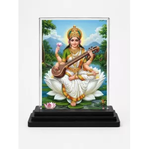 Saraswati Acrylic Car Dashboard Showpiece | Double-Sided Saraswati Photo Stand | 3 X 4 Inch Photo | Transparent Acrylic Frame With Black Base | Car Dashboard, Office & Table Decor (F72034) Saraswati Acrylic Car Dashboard Showpiece | Double-Sided Saraswati Photo Stand | 3 X 4 Inch Photo | Transparent Acrylic Frame With Black Base | Car Dashboard, Office & Table Decor (F72034)