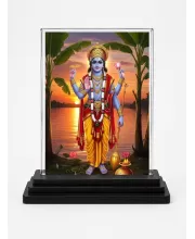 Vishnu Acrylic Car Dashboard Showpiece | Double-Sided Vishnu Photo Stand | 3 X 4 Inch Photo | Transparent Acrylic Frame With Black Base | Car Dashboard, Office & Table Decor (F72040)