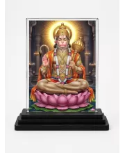 Hanuman Acrylic Car Dashboard Showpiece | Double-Sided Hanuman Photo Stand | 3 X 4 Inch Photo | Transparent Acrylic Frame With Black Base | Car Dashboard, Office & Table Decor (F72041)